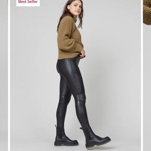 Spanx Faux Leather Moto Leggings New NWOT XS Extra Small $110 Black